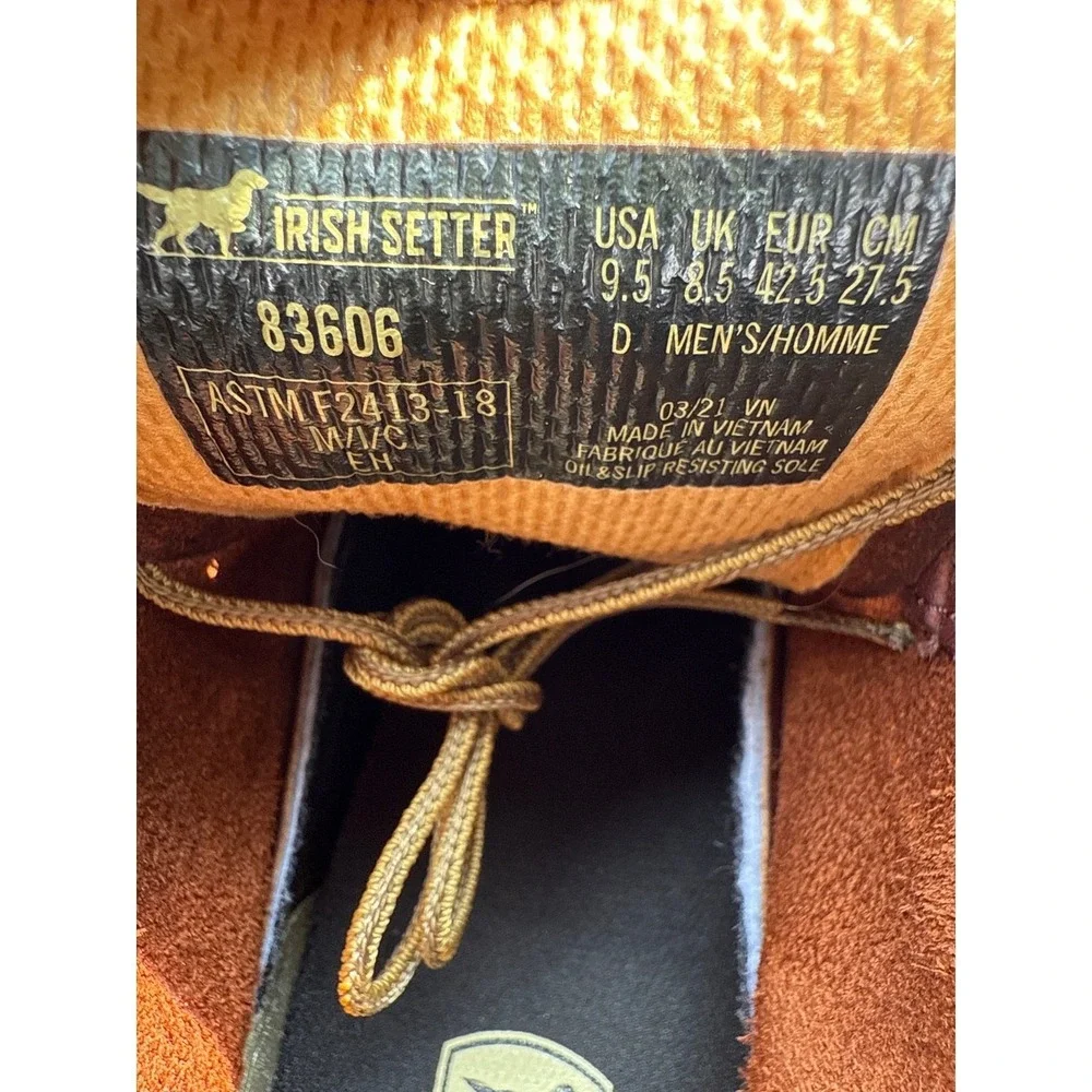 Irish Setter Ashby 83606 Mens‎ 9.5 D Brown Leather Moc Toe Wedge Work Boots